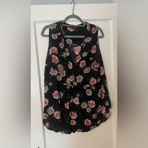 Torrid Black Floral Sleeveless Blouse